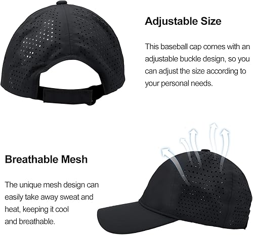 Vista 4 de Gorra de béisbol de secado rápido para hombres y mujeres de malla ajustable de verano con protección UV para deportes y correr