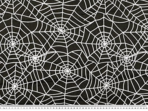 ab 1m: Nylon beflockt, Spinnennetz, schwarz-weiß, 145cm breit Cover