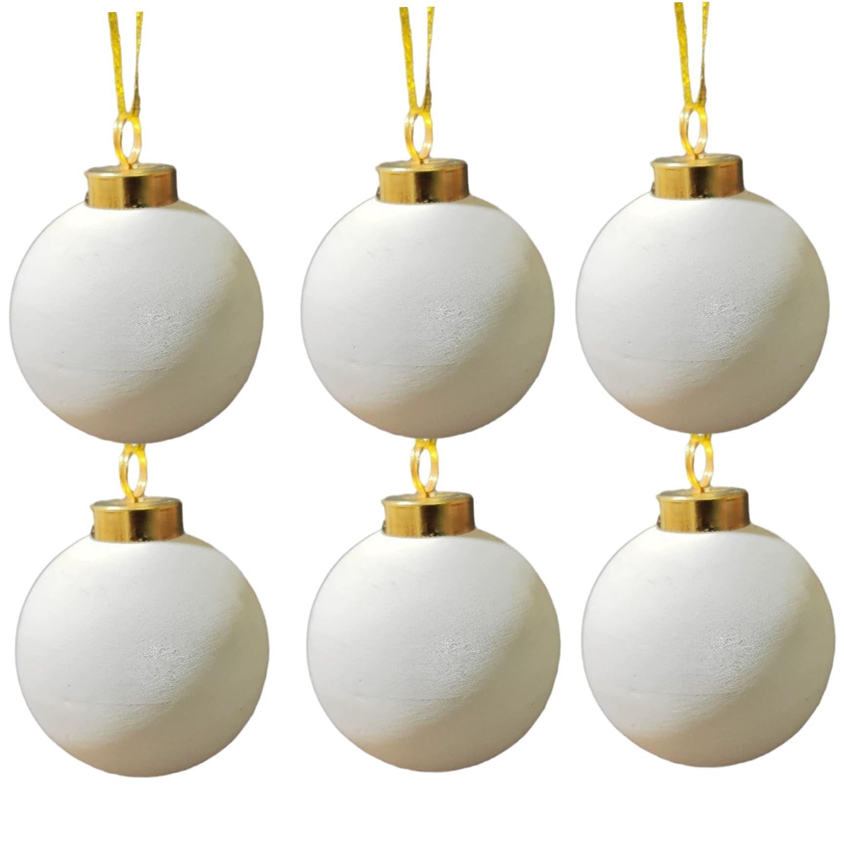 Ornements de Noël en céramique à peindre - Lot de 6 boules blanches vierges DIY de 2,4 pouces