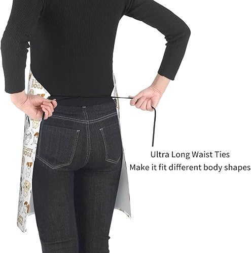 Miniatura 3 de Delantal de aseo, delantal de cocina, delantal de cocina para hombres y mujeres, delantal de jardinería ajustable impermeable con 2 bolsillos