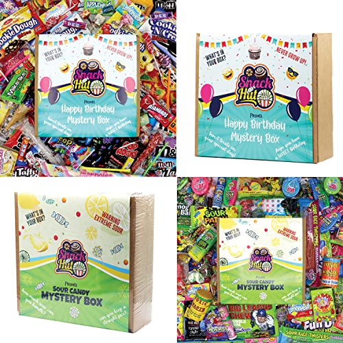 Snack Hut Sour Candy Variety Pack And Happy Birthday Assorted Candy Box - Sour Candy Gift Box - Super Sour Candy - Bulk Sour Candy Assortment #TOP22