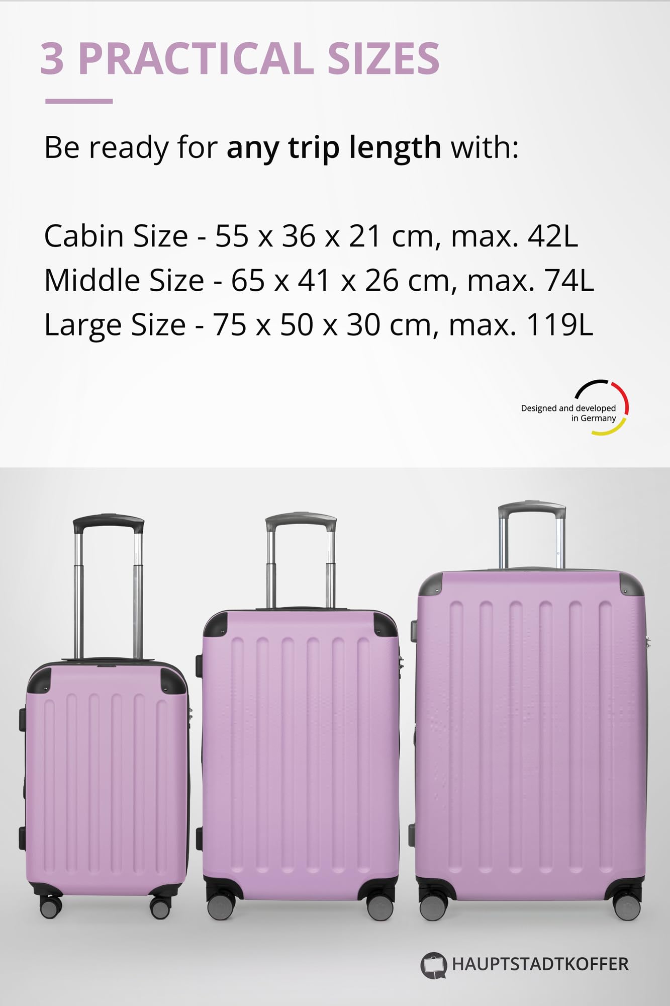 HAUPTSTADTKOFFER - Spree - Maleta rígida, Trolley expandible, Equipaje de Viaje, 4 Ruedas Dobles, TSA, 65 cm, 74 litros, Champán — view 302