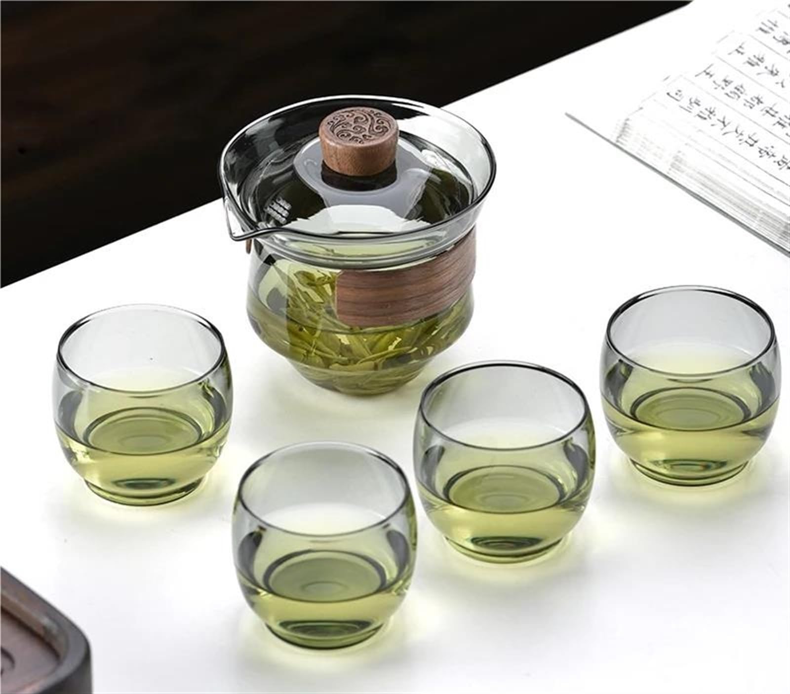 GaRcan Teekannen-Set Glas Terrine Transparent Verdickung Hitzebeständigem Glas Teekanne Abdeckung Schüssel Puer Oolong Kung Fu Tee Set Drink Weihnachts Teekanne Und Tasse Set (Color : C), GaRcan-2501