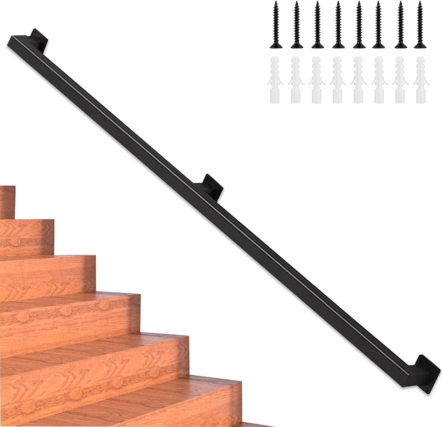 XOTAK Outdoor Trapleuning Metalen Smeedijzeren Paal, Leuningen Met Smeedijzeren Dubbele Paal Veiligheids Antislip Steunbalk Voor Gang Lofts Terrasplanken Balkon Kleur Height 95cm Size 150cm