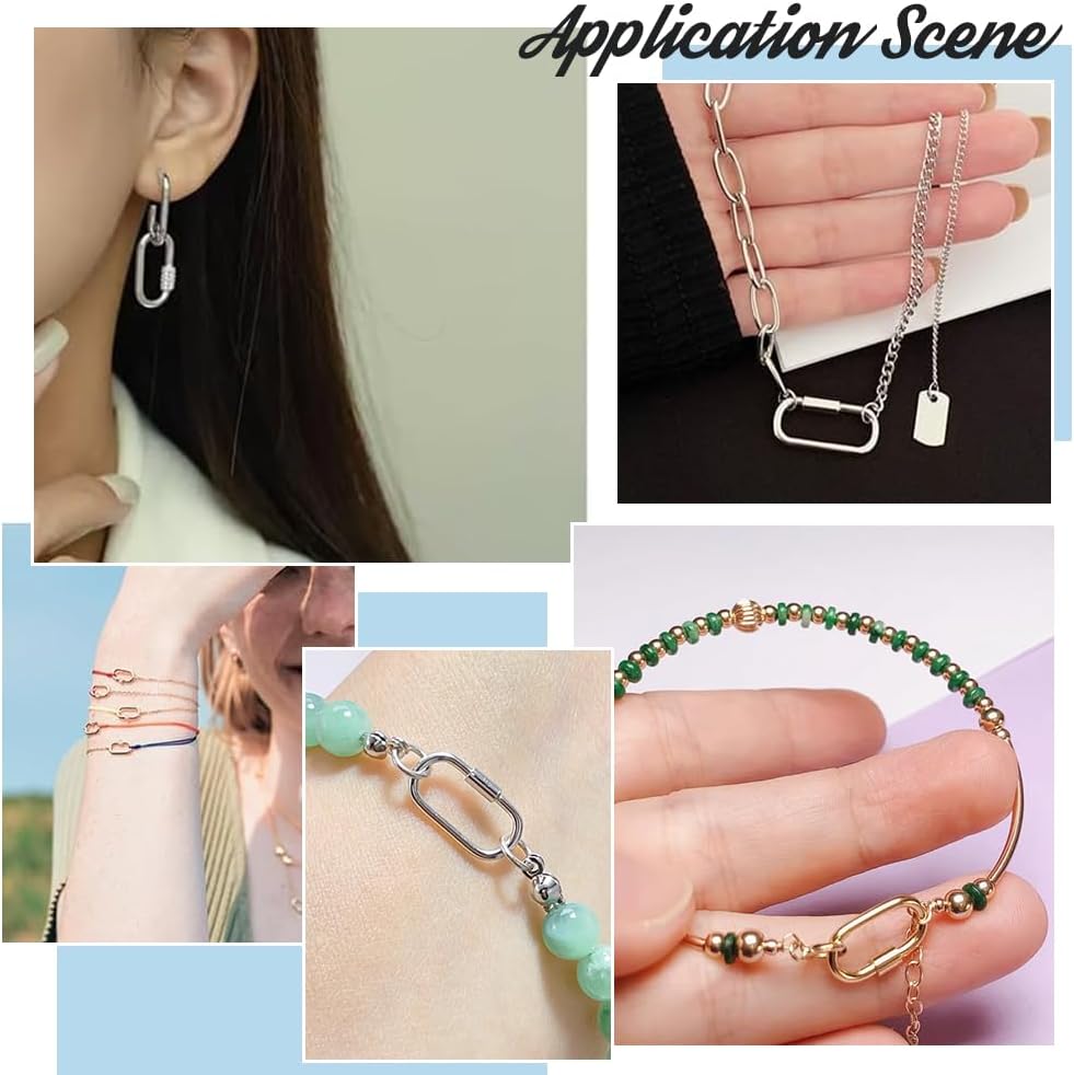 PH PandaHall 2pcs 18K Gold Over 925 Sterling Silver Screw Lock Clasps 15x8.5mm Necklace Shorteners Oval Necklace Enhancer Clasps Jewellery Connectors for Keychains Necklaces Making - Image 5