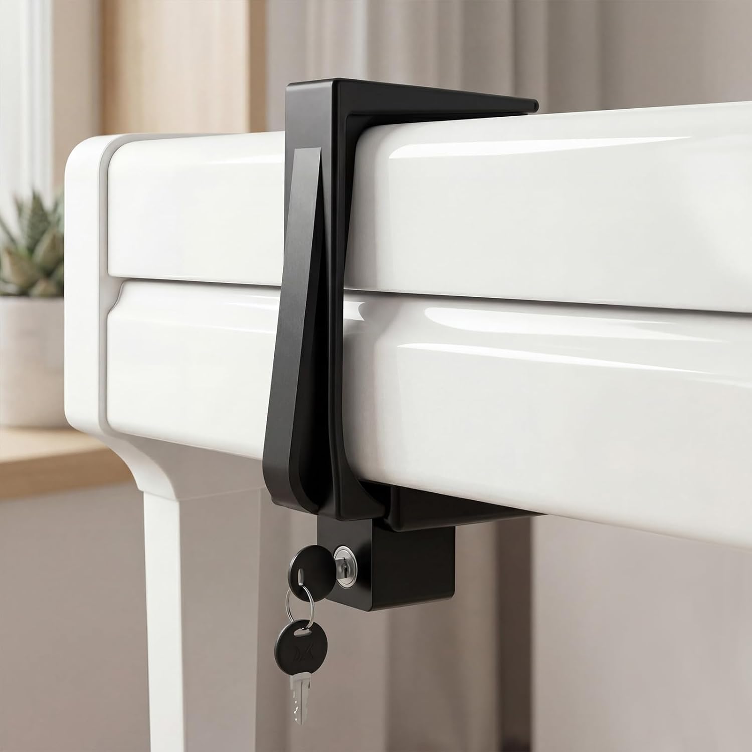 Piano Fallboard Lock, Keyboard Lock with 6.25 Inch Clamp, Keyed Security System with Protective Foam and Adjustable Shims, Easy Install for Home Studio Church