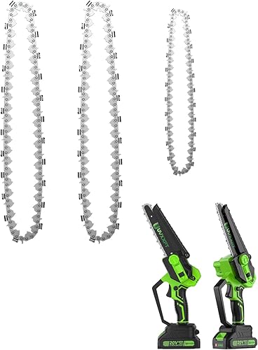 Cadena de motosierra de 6 pulgadas, 3 piezas de cadena de repuesto para mini motosierra inalámbrica, 37 eslabones, paso de 14, cadena de sierra guía