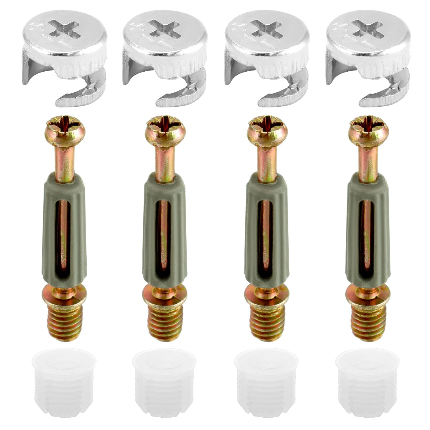 Connettori Eccentrici Per Mobili QWORK - 50 Coppie M6 X 40 Mm, Per Montaggio Armadi, Filettati In Zinco