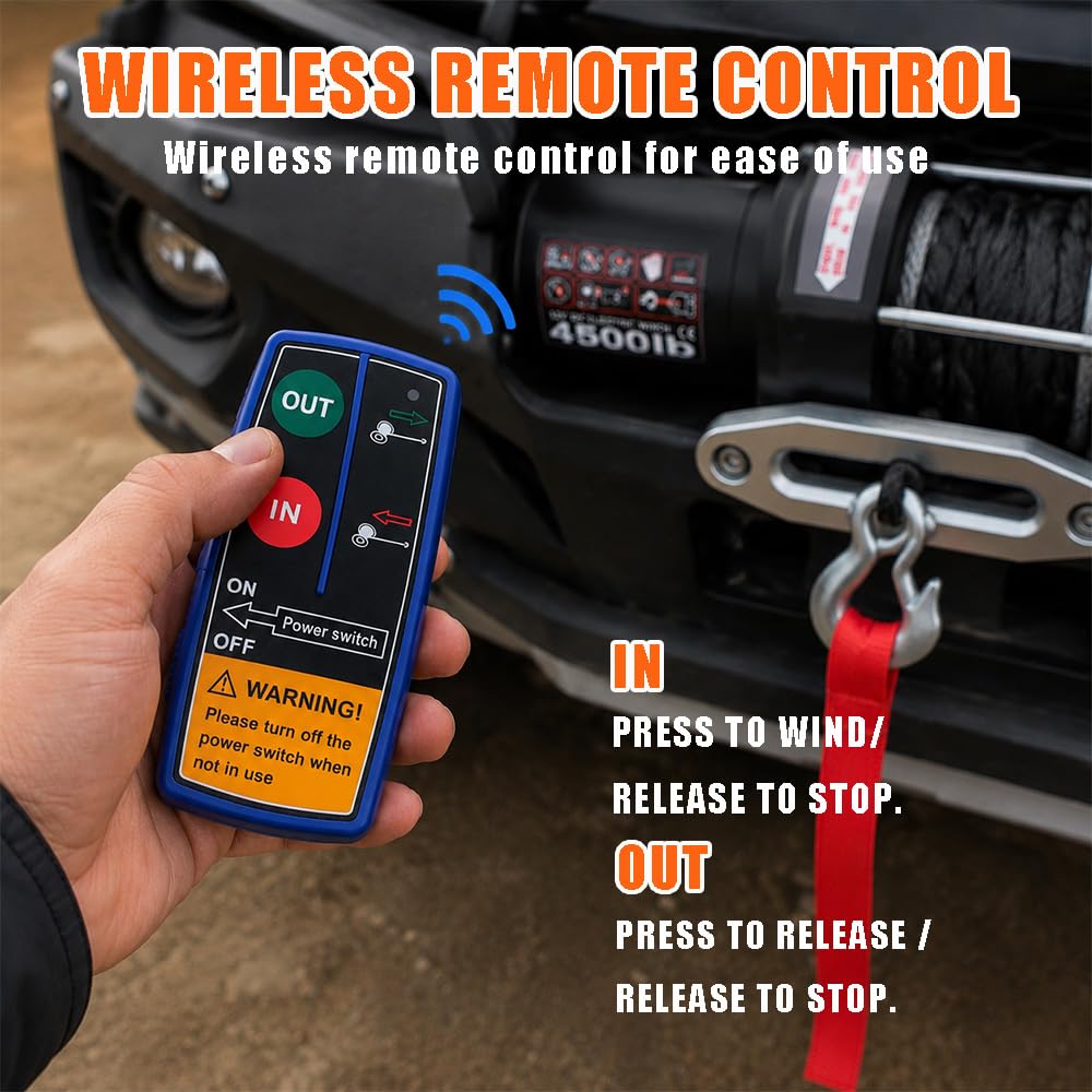 Kit verricello elettrico ATV/UTV da 4000 libbre, 12 V CC, argano impermeabile per rimorchio, con telecomando wireless e cablato, piastra di montaggio per barca, rimorchio, camion Jeep