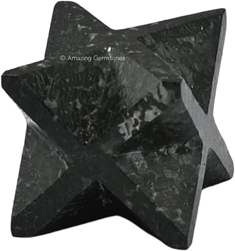 Miniatura 407 de Amazing Gemstone Larvikite Merkaba Crystal – Estrella de Merkaba metafísica de 1 pulgada para meditación – Cristal tetraedro energético y piedras