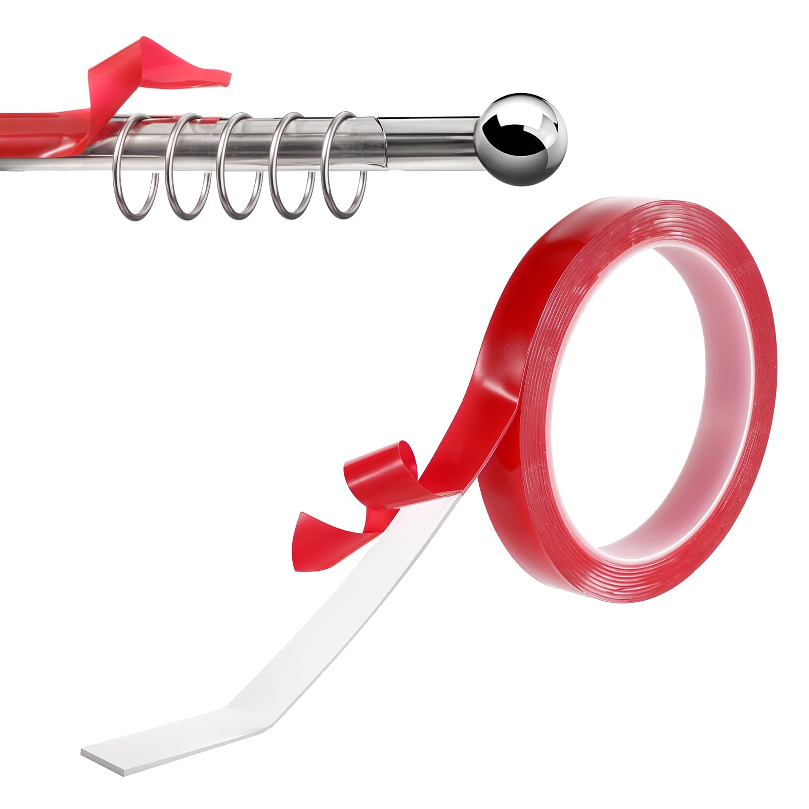 JIYIN 13ft Curtain Rod Tape Clear, Hard Surface Curtain Rod Glide Tape Smooth and Silent Curtain Rod Sliding Accessories for Drapery Curtain Rings