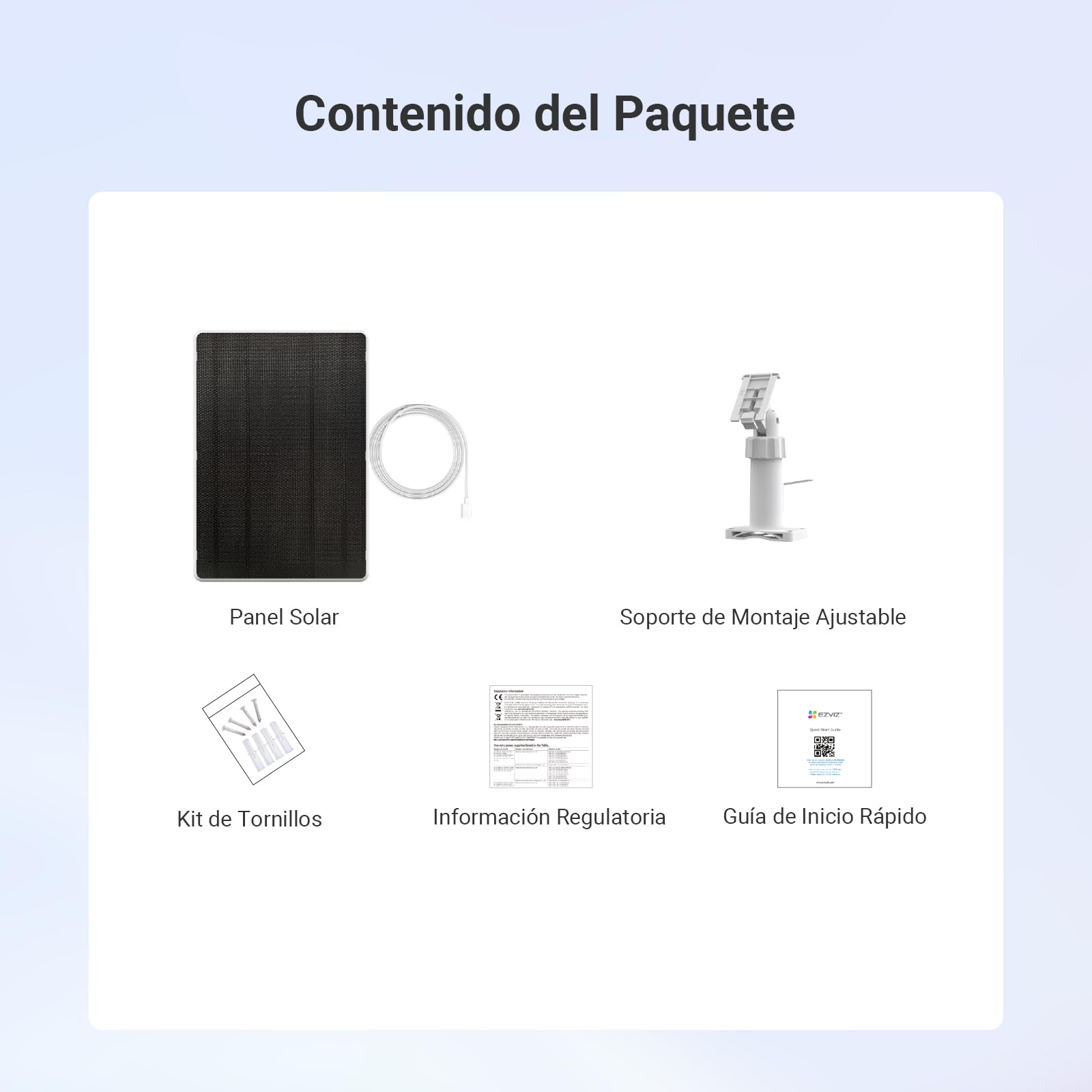 EZVIZ Panel Solar Fuente de Alimentación con Puerto Tipo C, para Cámaras Vigilancia WiFi Exterior con Batería, Impermeable, Montaje Ajustable, 8W, Fuente de Alimentación Continua (con Cable de 3m)