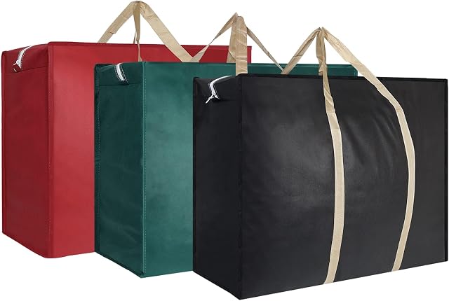 3 Pack 100L Large Storage Bag with Zip,Oxford Fabic Clothes Storage Bags Under Bed Storage Bags For Bedding, Duvets, Pillows, Clothes and Moving Home,77×55×24cm,3 Colors