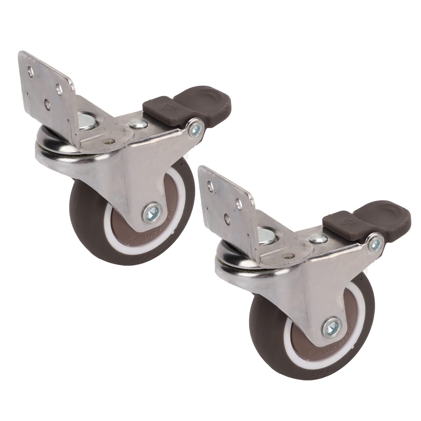Locking Casters Set of 4, 1.85-Inch 360 Degree Swivel Wheels with Brakes, 80kg Load Capacity, L-Shaped Wheels for Furniture, for Smooth Mobility and