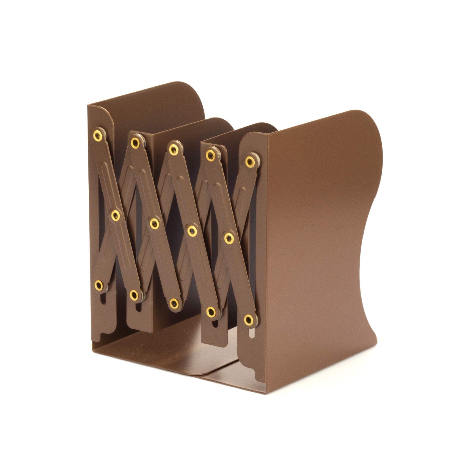 Aobopar Book Ends, Bookends for Shelves, Book Organizer for Desk, Metal Bookends for Heavy Books, Book Holders for Shelves, Suitable for Office, Home and School Use (Brown)