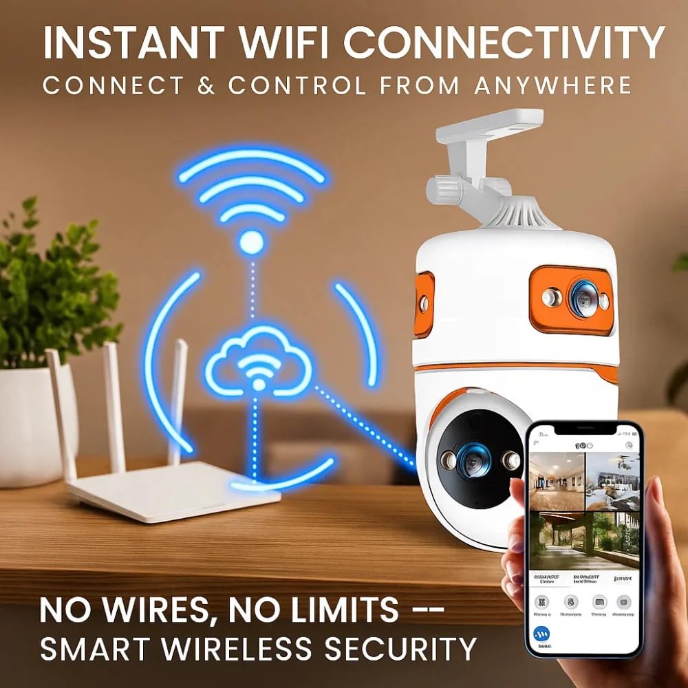 Smart Outdoor WiFi CCTV Camera Dual Camera Lens, 1080p Full HD, 360° Pan Tilt Zoom, Night Vision & App Remote Monitoring