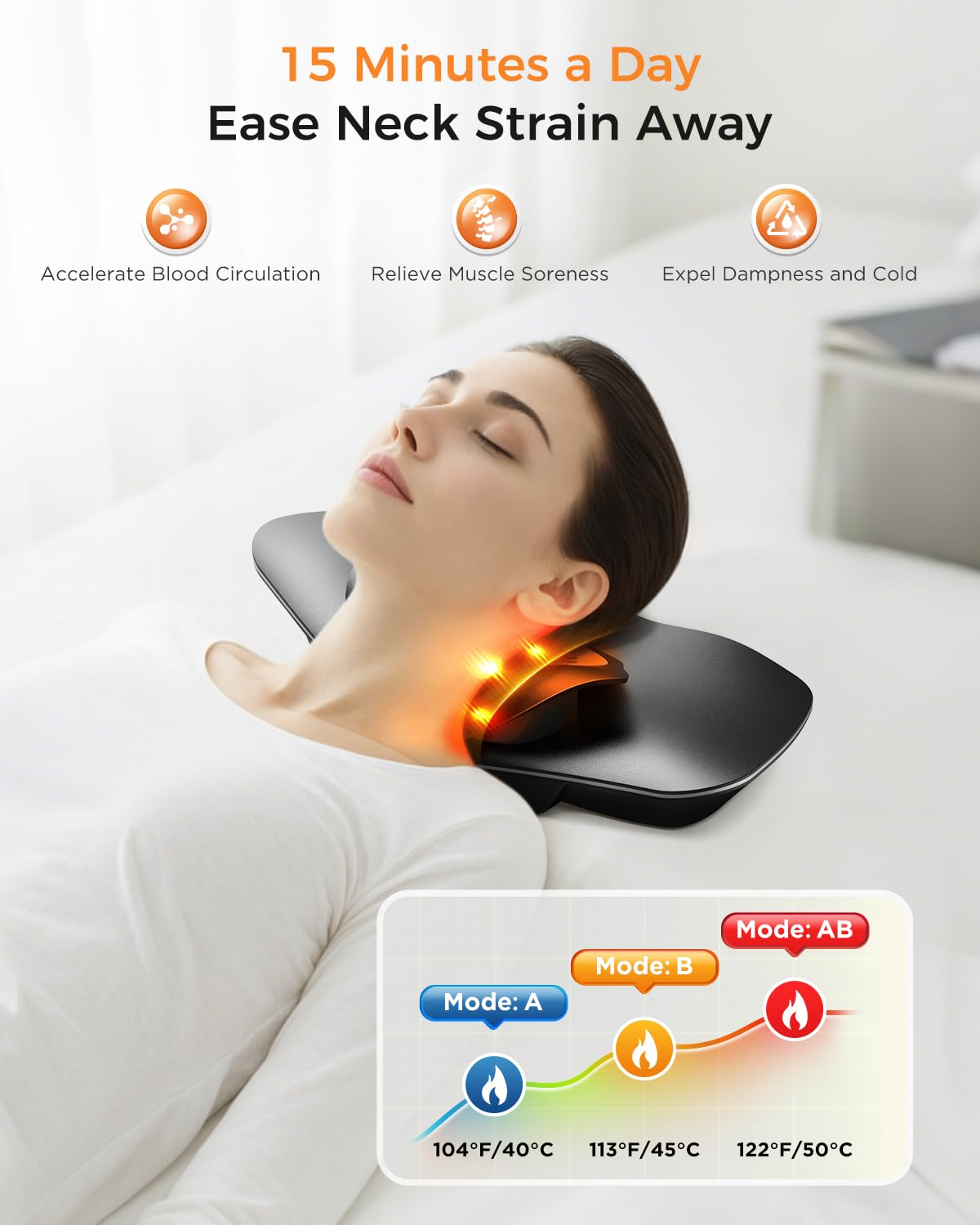 Multifunktionales Zervikal-Traktionsgerät, dynamisches Nackenmassagegerät mit gepulster Elektrotherapie & Wärme, 3 Modi, 12 Intensitäten, tragbarer Nackendehner, um Nackensteifheit zu