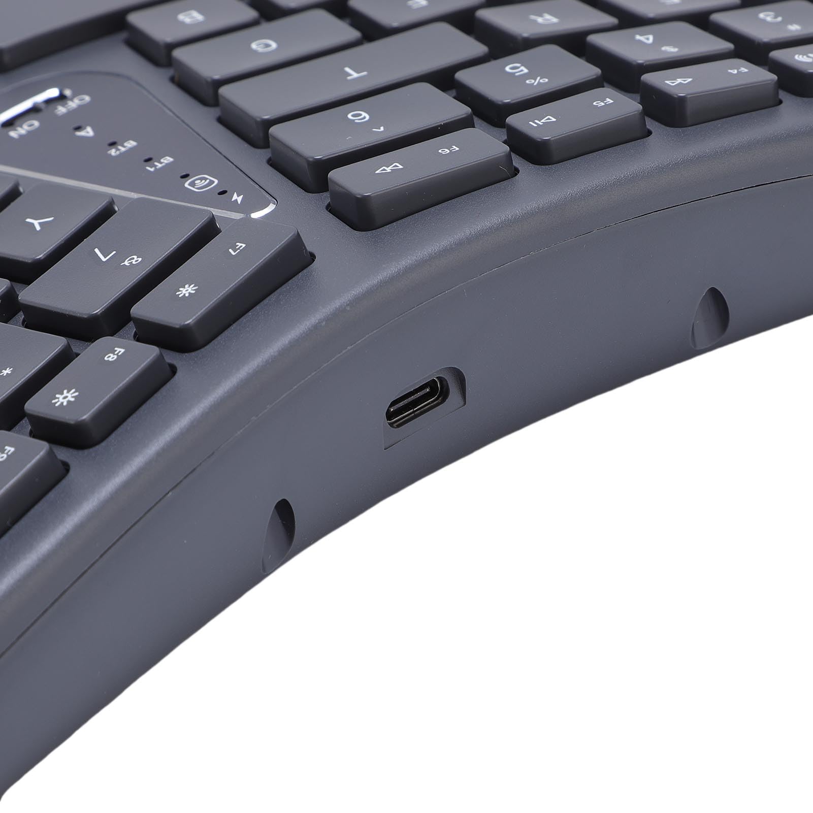 Bewinner Tastiera Ergonomica Divisa con Riposo Al Polso Ammortizzato, connettività e USB, Tastiera Divisa Ricaricabile USB C per Laptop Desktop per Computer