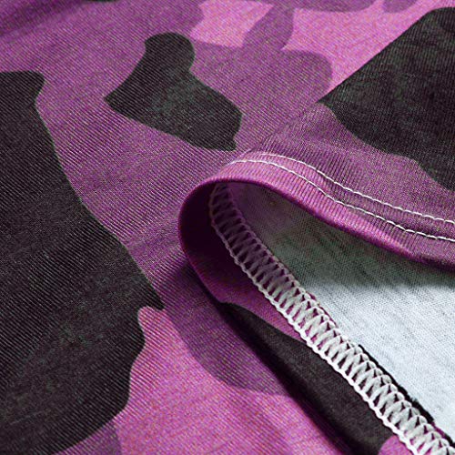 Toimothcn Womens Thin Camouflage Cardigan Tops Long Sleeve Slim Jacket Outerwear Coat(Purple,XXL)