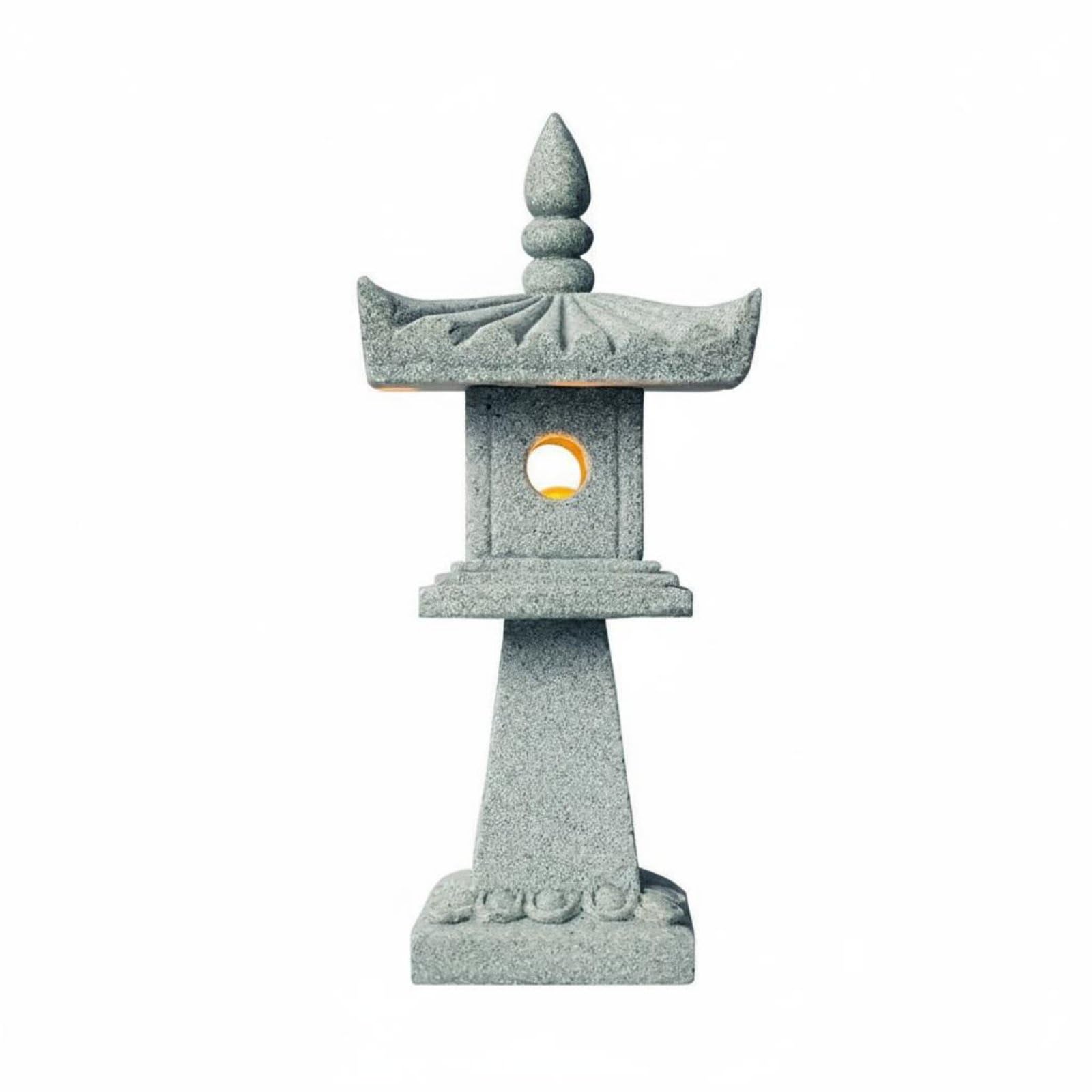 Antique Finish Miniature Stone Lantern Ideal Gift Bonsai Decoration Artisan-Made Look Zen Garden Pagoda Sturdy Construction for Hobbyists, Micro-Landscape, Desktop, Aquarium, M 4-Side Round Lamp-image-7