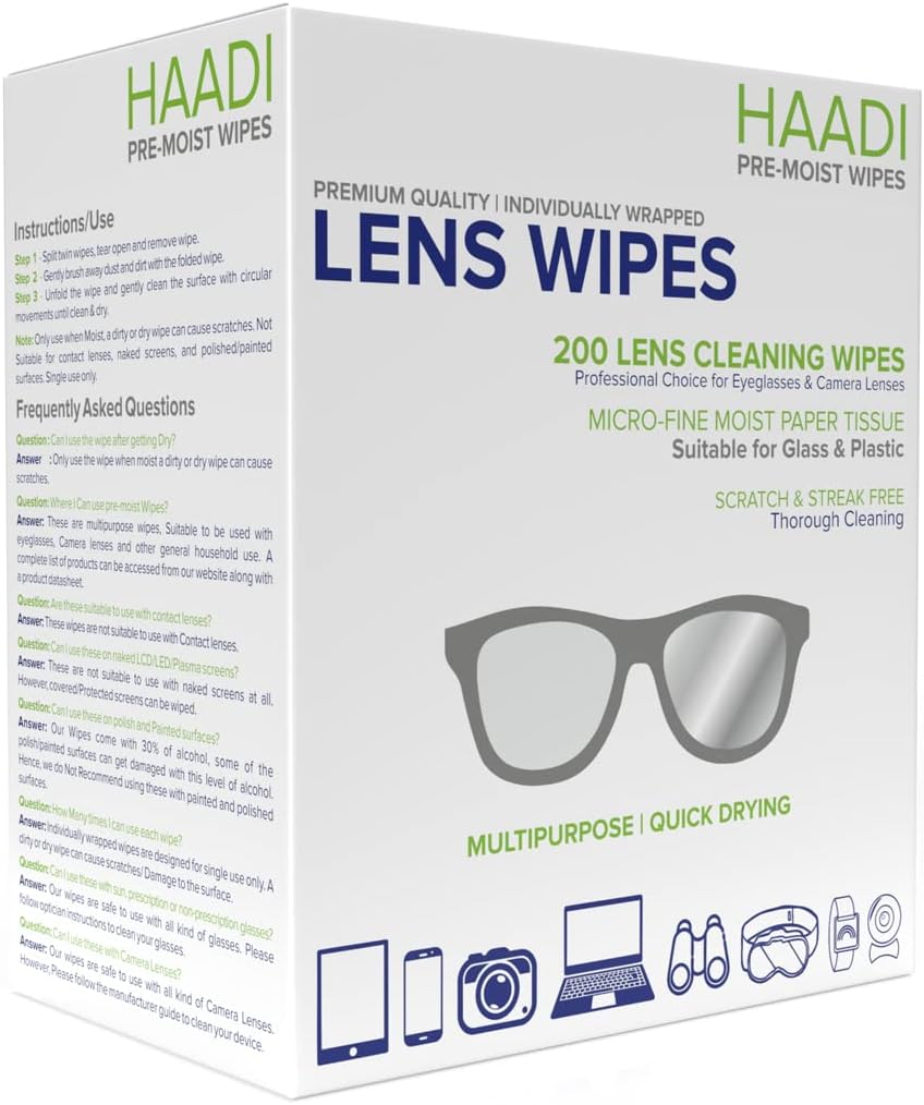 Glasses Cleaner Wipes 200 Individually Wrapped Lens Wipes Multipurpose Suitable for Spectacle