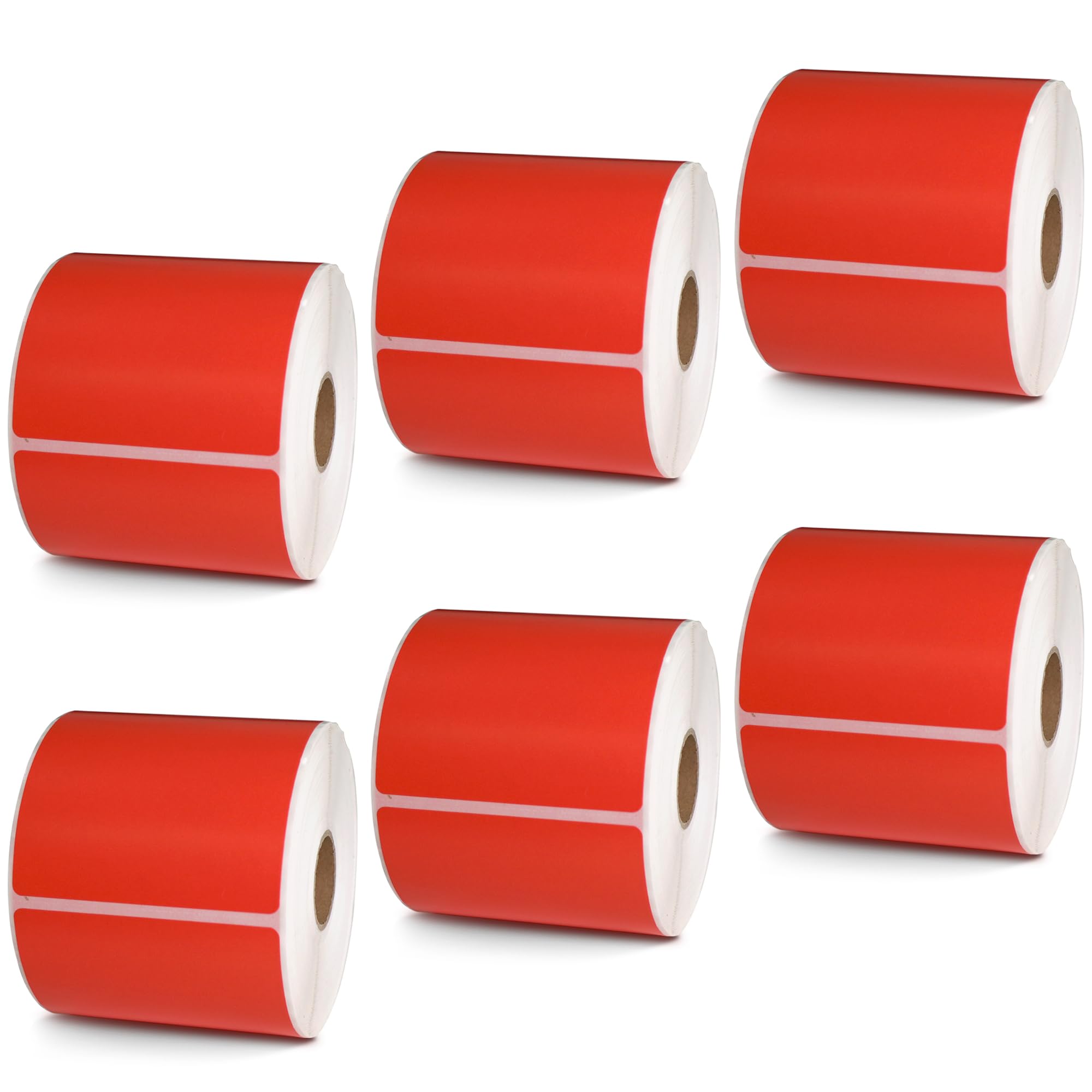 BETCKEY - Étiquettes d'expédition polyvalentes et grandes de 7,6 x 12,7 cm compatibles avec les imprimantes d'étiquettes Zebra et Rollo, adhésives de qualité supérieure et perforées [rouge, 6