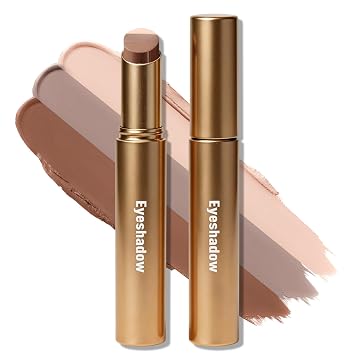 3 Color Eyeshadow Stick, Gradient Cream Eye Shadow for Older Women, Long Lasting Lightweight Matte Beige Taupe Brown Eyeshadow Pencil Crayon Natural Blendable for Daily Makeup