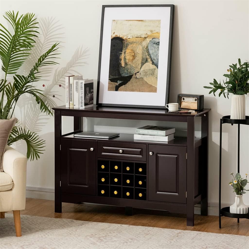 Storage Buffet Table Kitchen Brakes Wine Rack Brown Dining Cabinet Kitchen Furniture