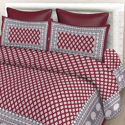 Image of Monique Bedsheet Set | 144 TC Cotton Bedsheet for Double Bed with 2 Pillow Cover