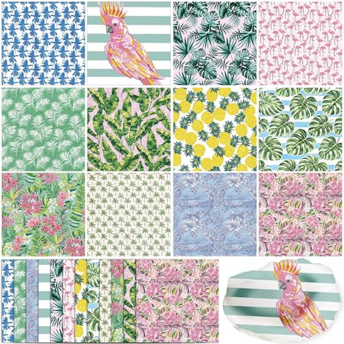 Glenmal 120 Pack Tropical Style Decoupage Paper Napkins 12 Assorted Summer Decorative Cocktail Napkins for DIY Crafting Holiday Birthday Party Wedding Baby Shower Each Unfolded 13 Inch