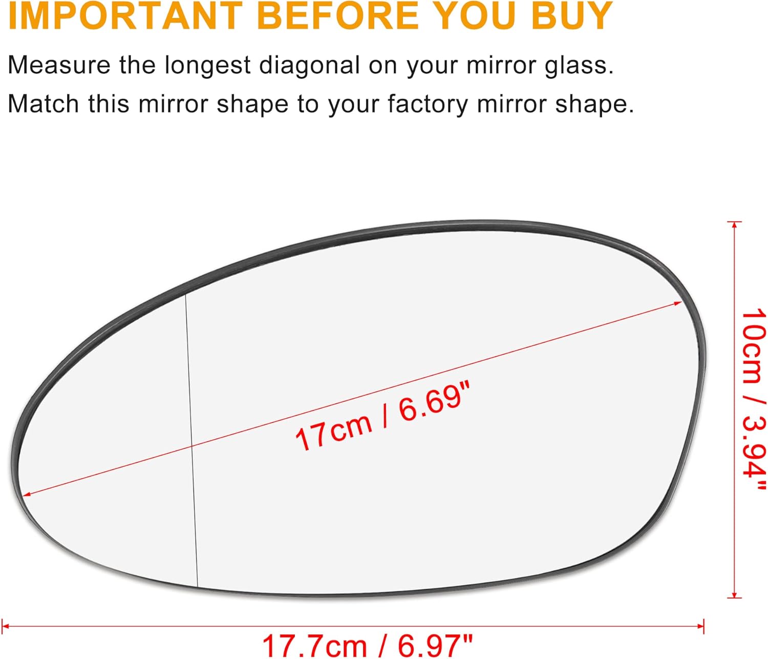 X AUTOHAUX Car Rearview Mirror Glass Replacement with Backing Plate Heated Left Side Driver Side for BMW 335i 135i 330xi 128i