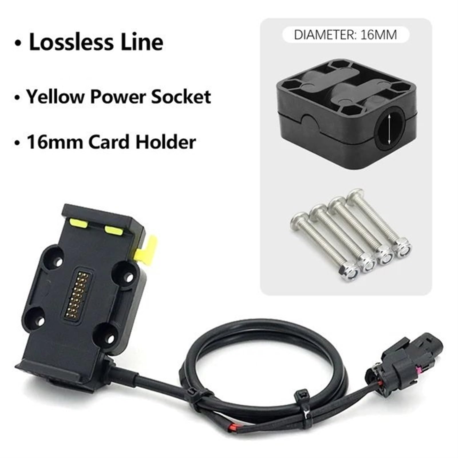 Support Navigation GPS pour Moto pour BMW R1250GS pour ADV R1200GS Support Navigation pour Téléphone Moto Alimentation Électrique Chargement sans Fil Base D'arceau Sécurité(Yellow - 16mm)