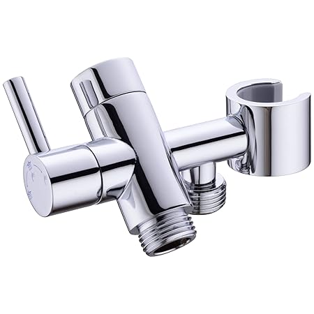 Shower Arm Diverter with Hand Shower Mount, G1/2 Brass Shower Diverter Valve Bathroom Universal Shower System Replacement for Handheld Shower and Fixed Shower Head(Polished Chrome)