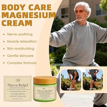 Total Relief Magnesium Cream - Nerve Relief Magnesium Cream with MSM & Arnica,Total ReliefCream for Muscle Relaxation, Soothes Nerves & Daily Soothing Support, Deep Hydration,50g/1.76oz