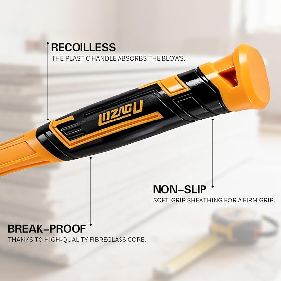24oz/650g Rubber Mallet Hammer, Fiberglass Handle, Rubber Mallet for Flooring, Tent Stakes, Woodworking, Camping, Soft Blow Tasks Without Damage