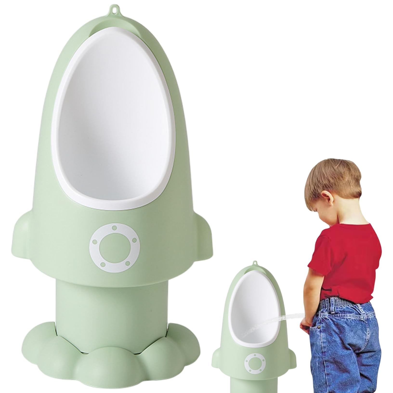 Töpfchentraining-Urinal Kleinkind-Urinal, verstellbar, sprühfest, Baby-Töpfchen mit lustiger Cartoon-Form, hängen/stehen, leicht zu reinigen, Training für Jungen von 1–6 Jahren, Grün