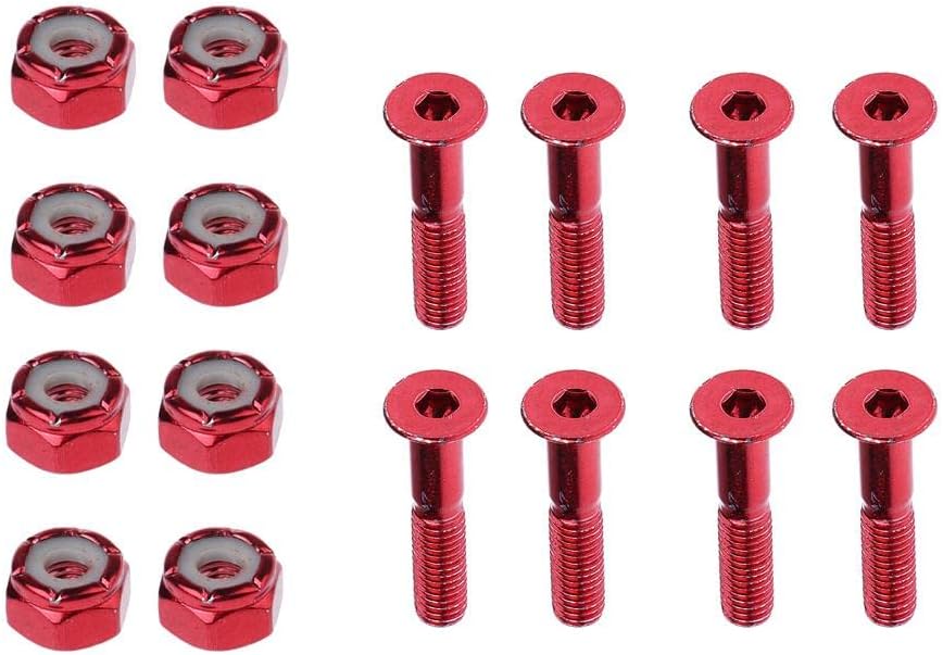 8 Pieces Skateboard Hardware Screw Skateboard Screws Longboard Screws Lock Nuts Carbon Steel Construction Suitable for Wheel Upgrades Board As