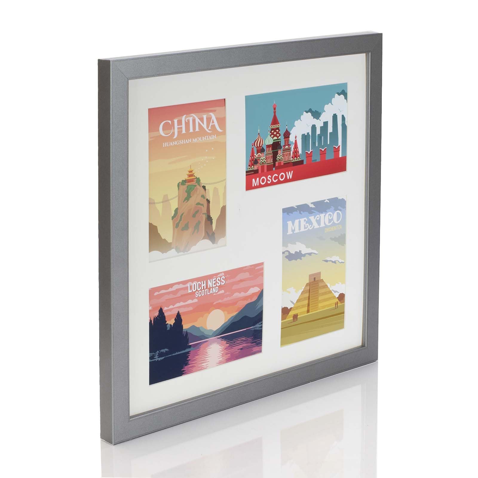 Boldon Framing Gunmetal Multi Aperture Photo Picture Frames Holds 2, 3 Or 4 Photos Various Sizes And Colours-15X15 To Fit 4 7X5 Photos