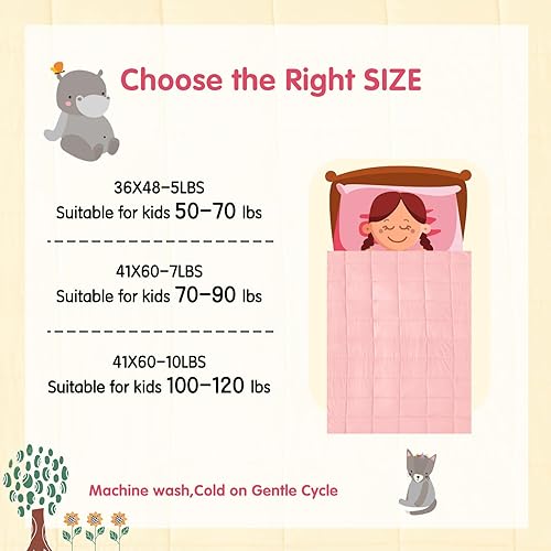 Vista 266 de yescool - Manta con peso, 10 libras, fresca, transpirable, con cuentas de cristal prémium, lavable a máquina, para dormir, 90-110 libras, 41 x 60