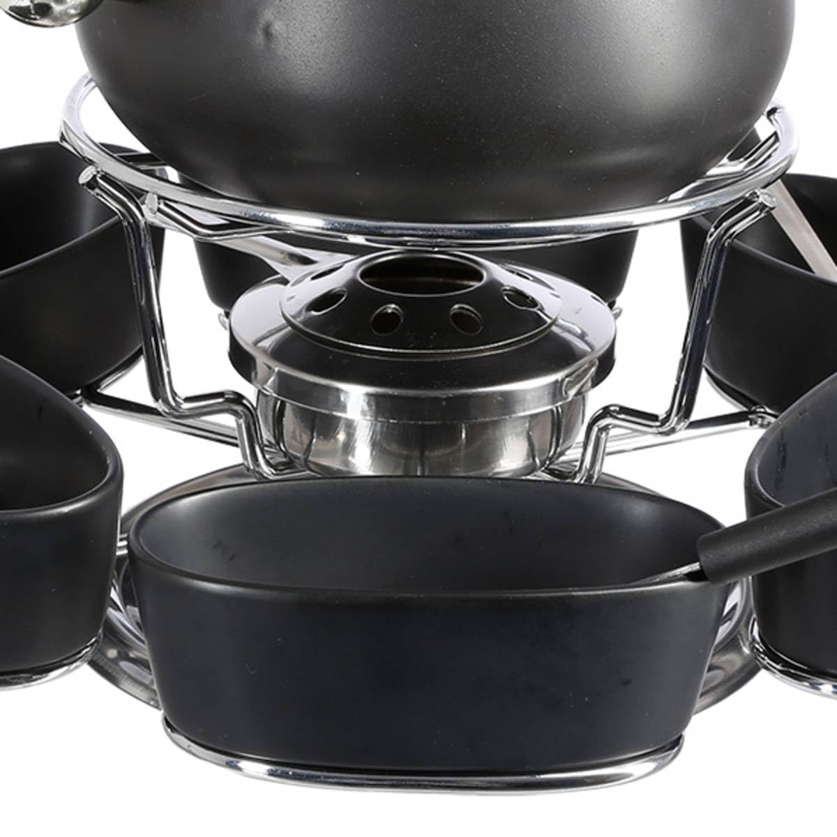 Set Fonduta Secret De Gourmet - 23 Pezzi Per 6 Persone, Con Piatto Girevole, Colore Nero - Foto 2