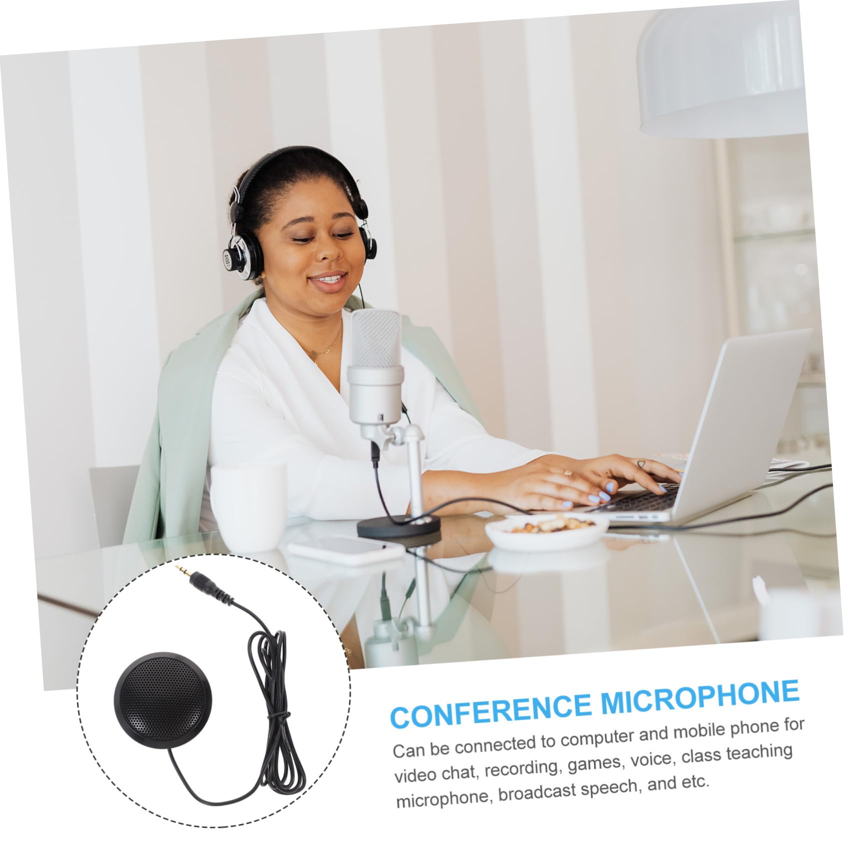 Angoily Conference Microphone with Noise Reduction Omnidirectional Pickup for Desktop Mobile Compact Design for Gaming Video Chat Broadcast Speech