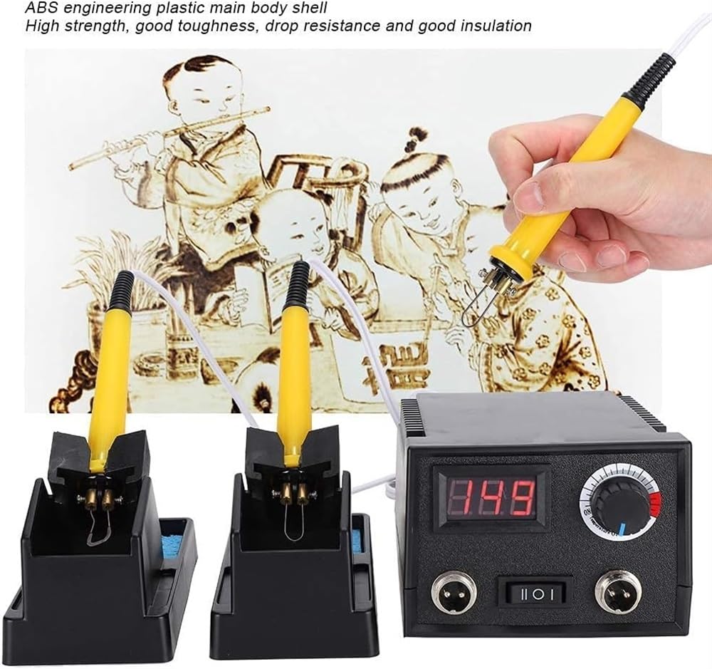Kit de Quema de Madera Máquina de pirograbado, Temperatura Ajustable Soldador eléctrico Pluma Herramienta Profesional Máquina de pirograbado for Tallado en Madera