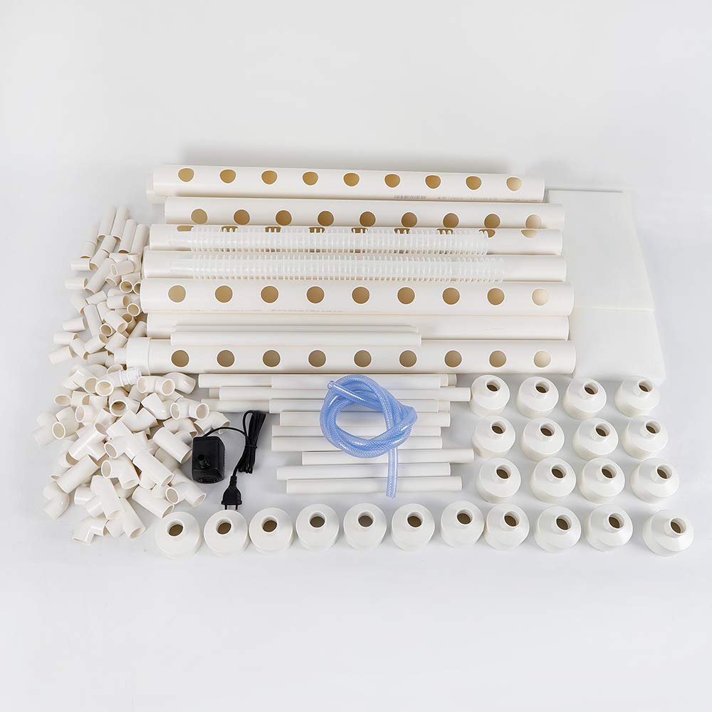 通用 Kit de cultivo hidropónico, sin suelo, 3 capas, sistema hidropónico con articulación de PVC para el cultivo de verduras y frutas en balcones, naves y patios (108 lugares)