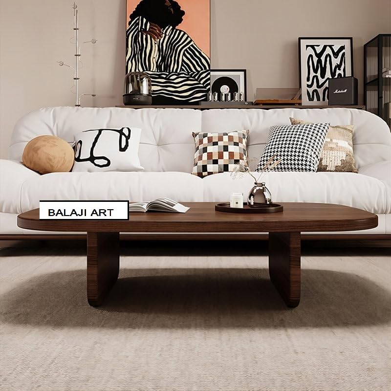 BALAJI ART Solid Sheesham Wood Oval Centre Coffee Table for Living Room | Wooden Sofa Hall Tea/Teapoy Table for Home Office and Lounge | Walnut-image-20