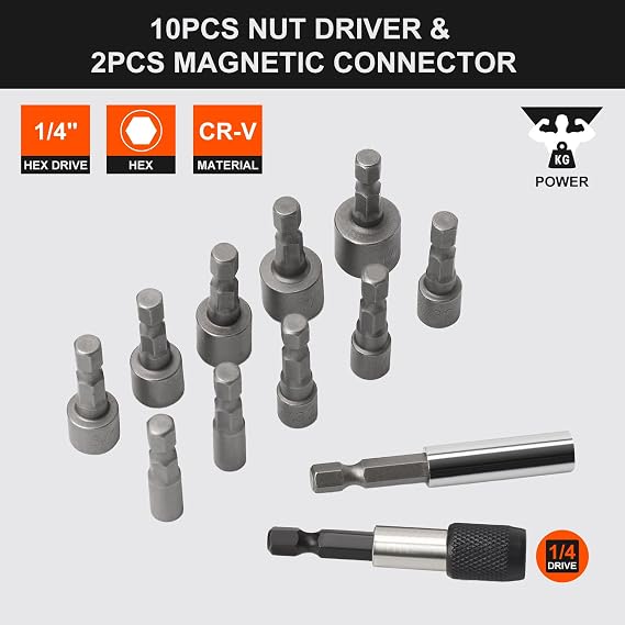 COMOWARE 200Pcs Drill Bit Set & Screwdriver Bit Set - HSS/CR-V 1/4 Multi-Purpose Bits in Transparent Storage Case, Impact Driver Accessories for DIY Projects, Home Repairs, Professional Use