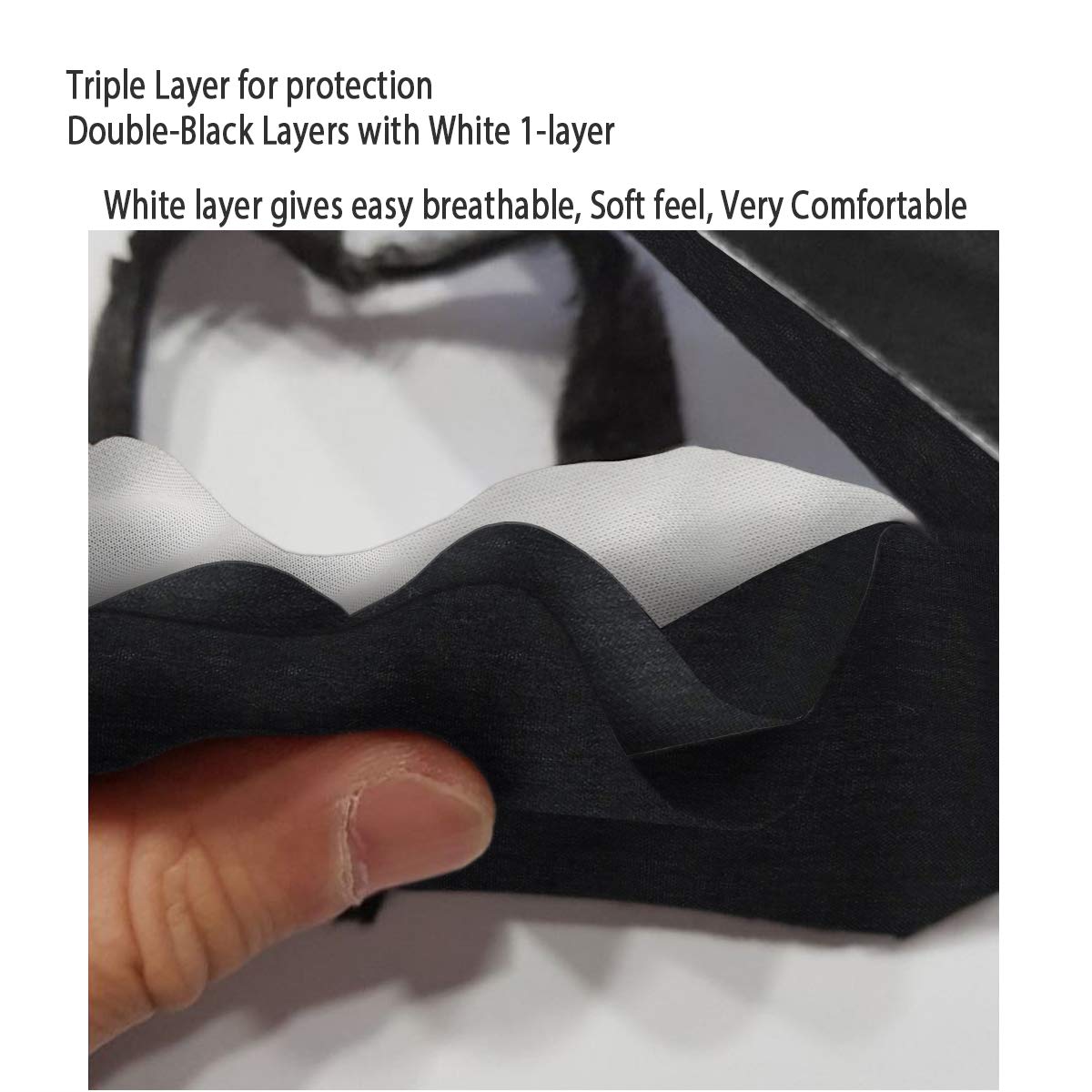 Mascarillas reutilizables lavables de tres capas, 100% algodón, para exteriores, unisex, color negro