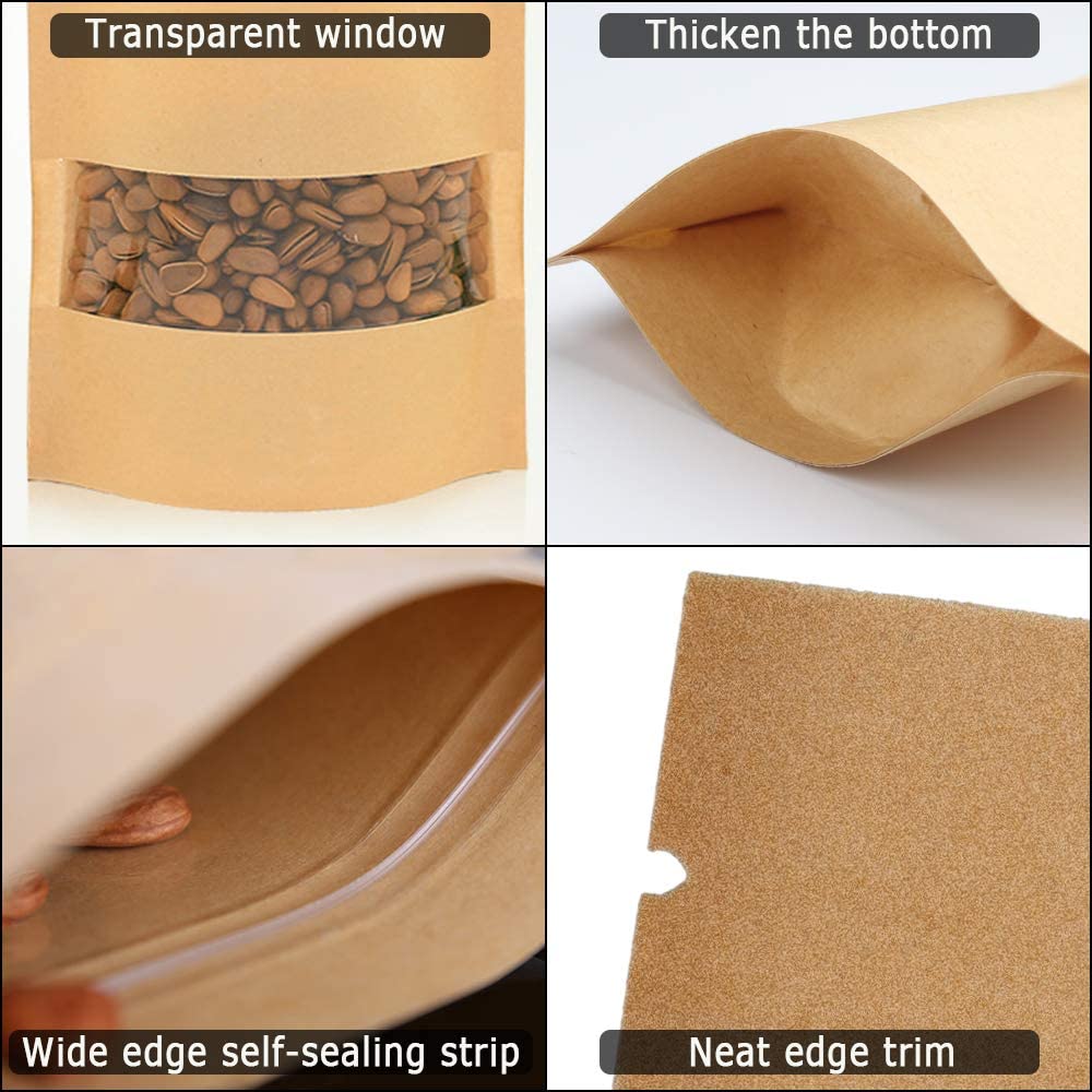 150 Sacchetti Di Carta Kraft Con Finestra Trasparente, 9 Cm X 14 Cm In Carta Kraft 838036
