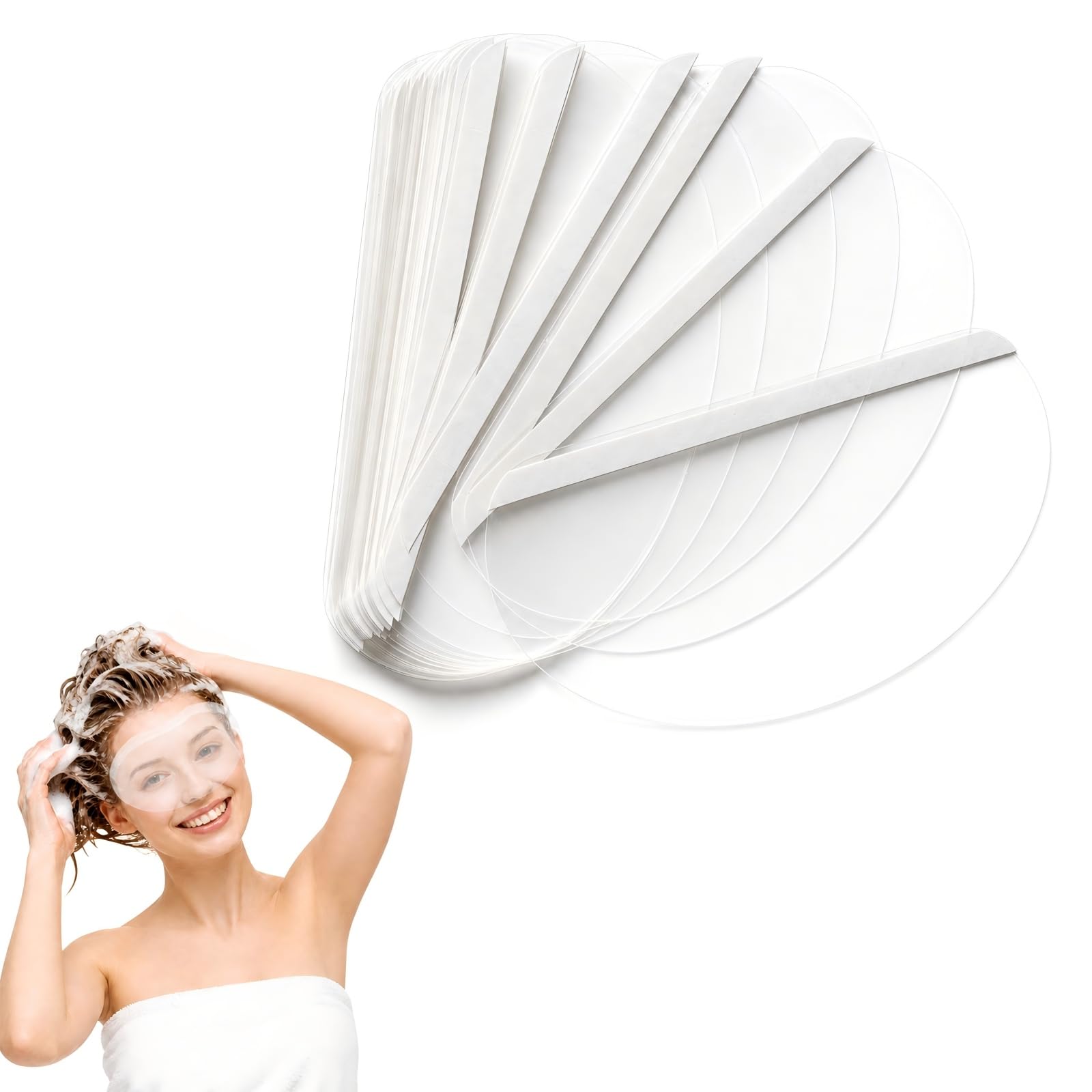 QLK 50Pcs Clear Face Visors, Eye Shield After, Disposable Transparent Plastic Shower Shampoo Eye Shield, for Hair Salons Showers Haircuts Eyelash Extensions