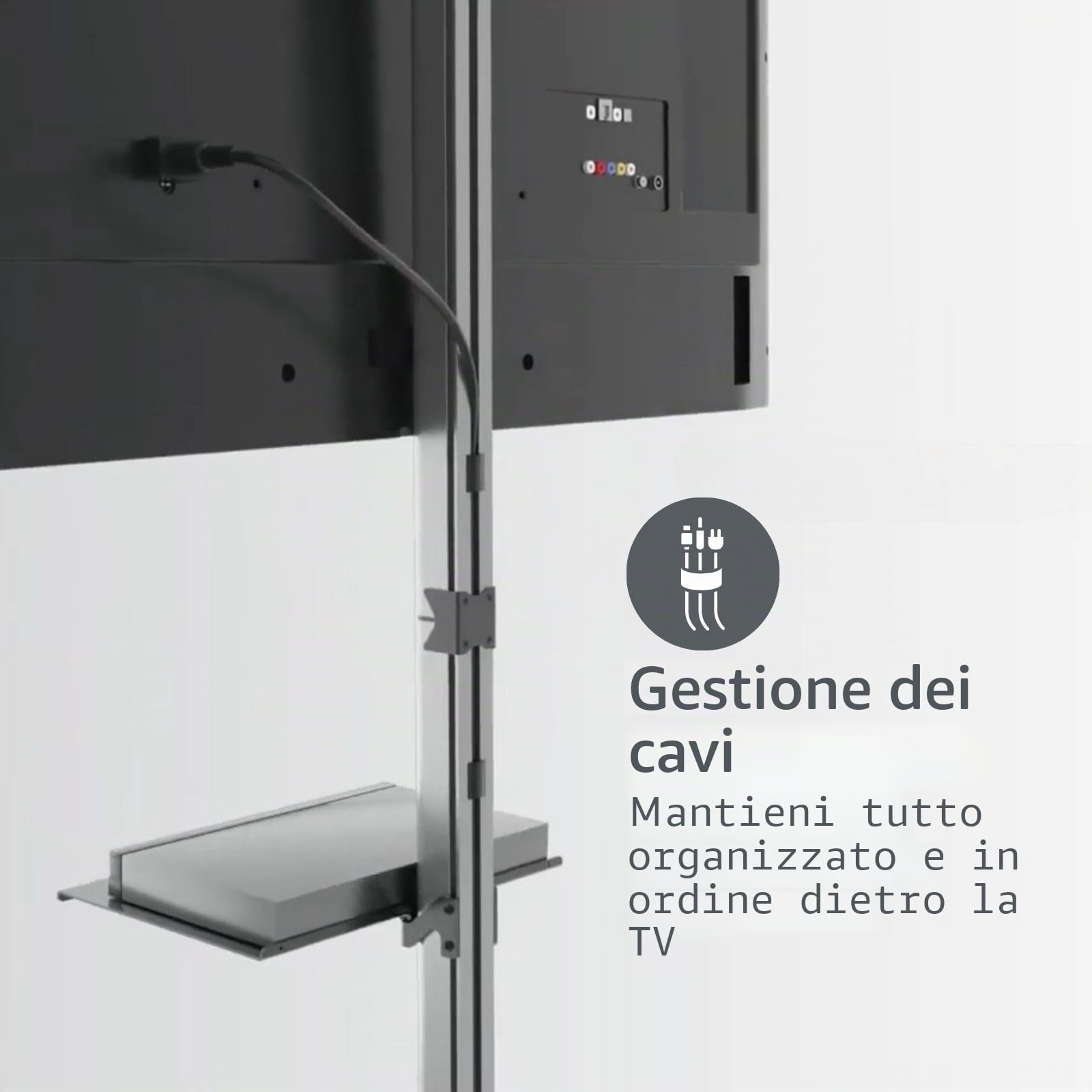 Porta TV Full Motion - 37-70" - Peso massimo supportato dello schermo: 30 kg - inclinabile - Ruotabile - Altezze prestabilite regolabili - Acciaio/Alluminio - Argento/Nero