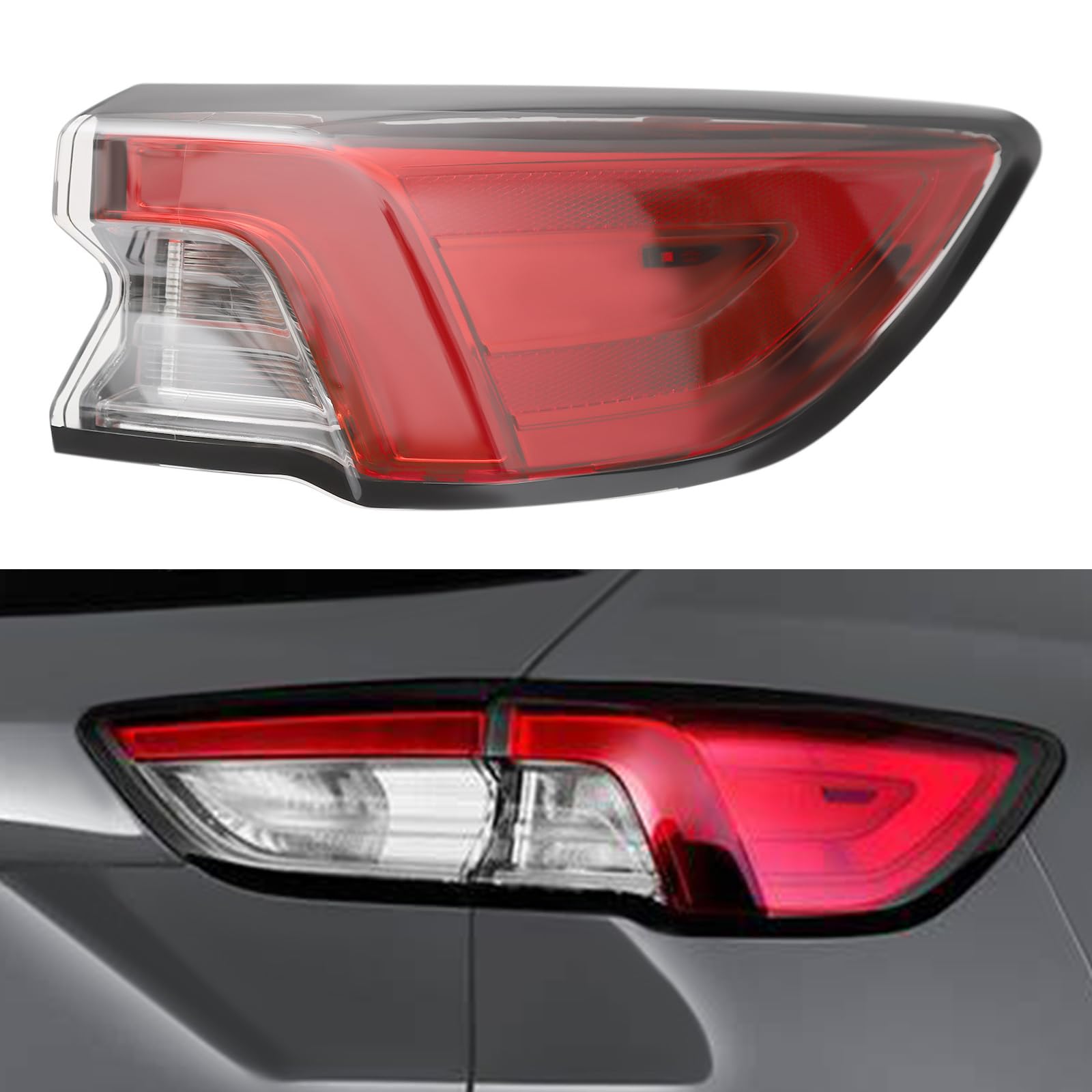 Tail Light Rear Lamp Fit for Ford Escape 2020 2021 2022, Right Outside Rear Tail Light Turn Signal Light Brake with Bulb, Passenger Side Halogen/LED Model Tail Lamps Replacement Part, LJ6Z-13404-E